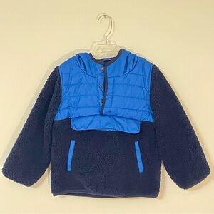 4T Boys Kids London Fog Blue Navy Sherpa Fall Winter Half Zip Pullover Jacket